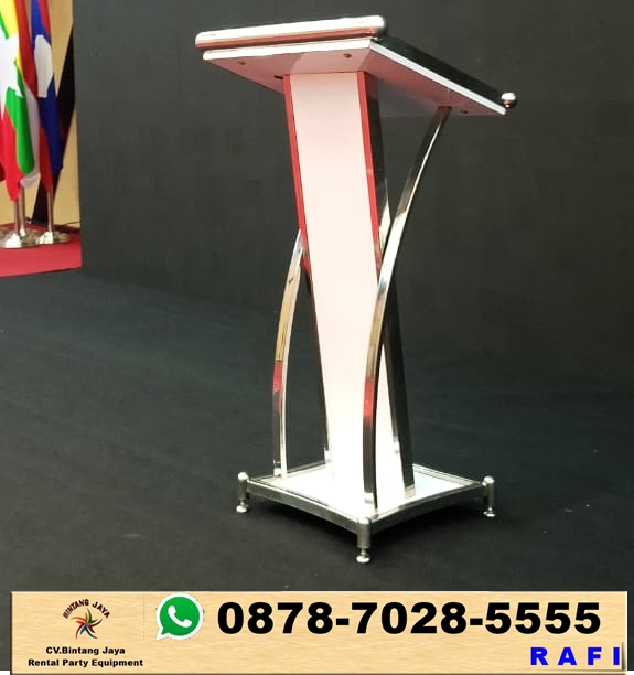 Sewa Podium Putih Frame Stainless Event Di Bekasi