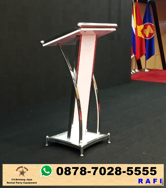 Sewa Podium Putih Frame Stainless Event Di Bekasi