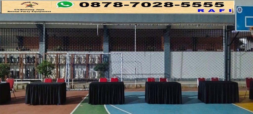 Rental Futura Polos Dan Meja Kotak 120x60 Taplak Hitam Event SMA Amanda Bekasi