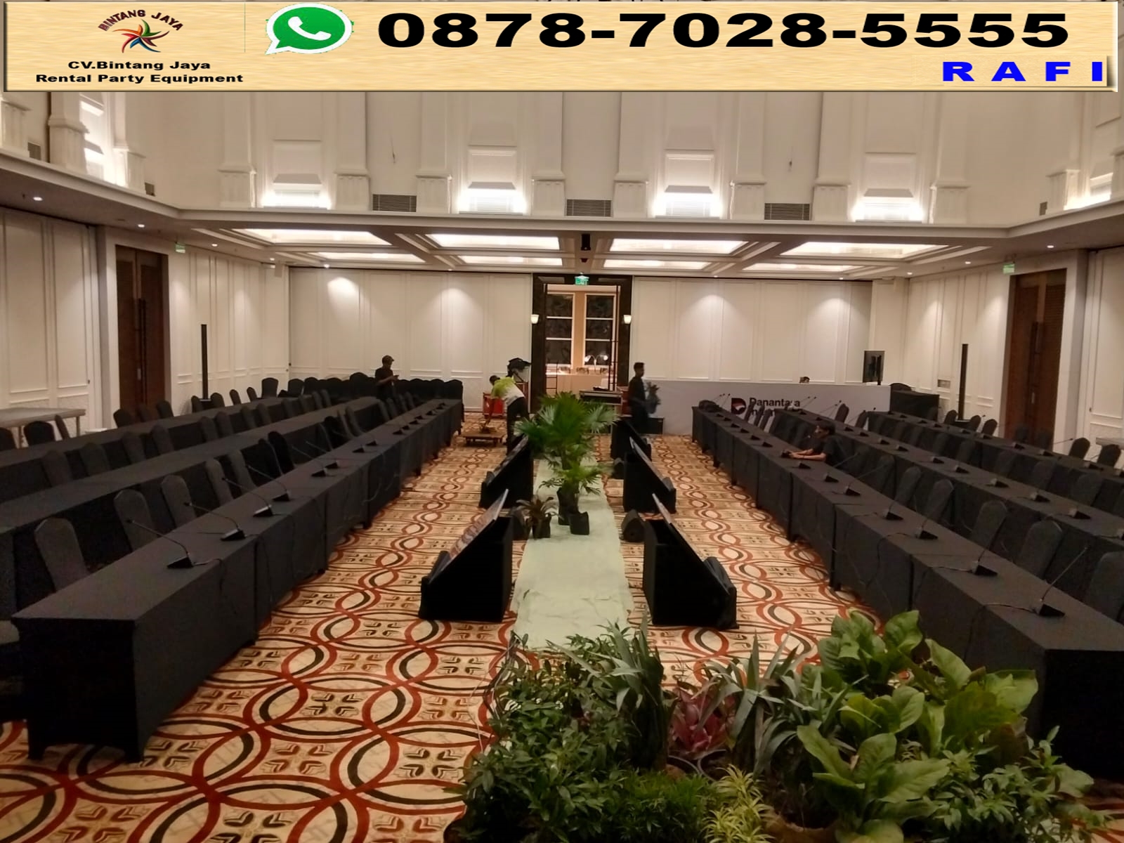 Rental Meja Kursi Cover Hitam Event Danantara 0878-7028-5555