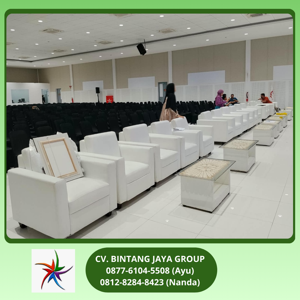 Sewa Kursi Sofa Putih Meja VIP Kaca karawang 0819-4713-6526