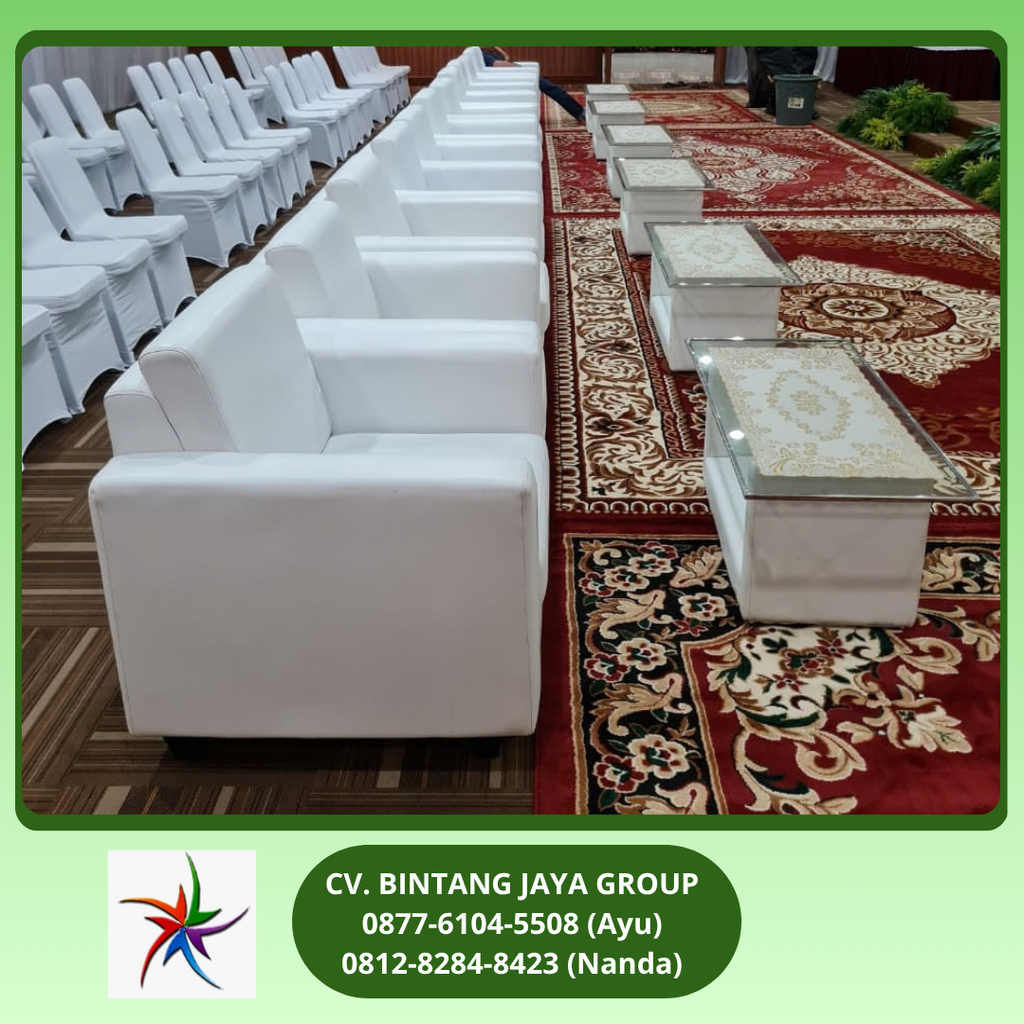 Sewa Kursi Sofa Putih Meja VIP Kaca karawang 0819-4713-6526