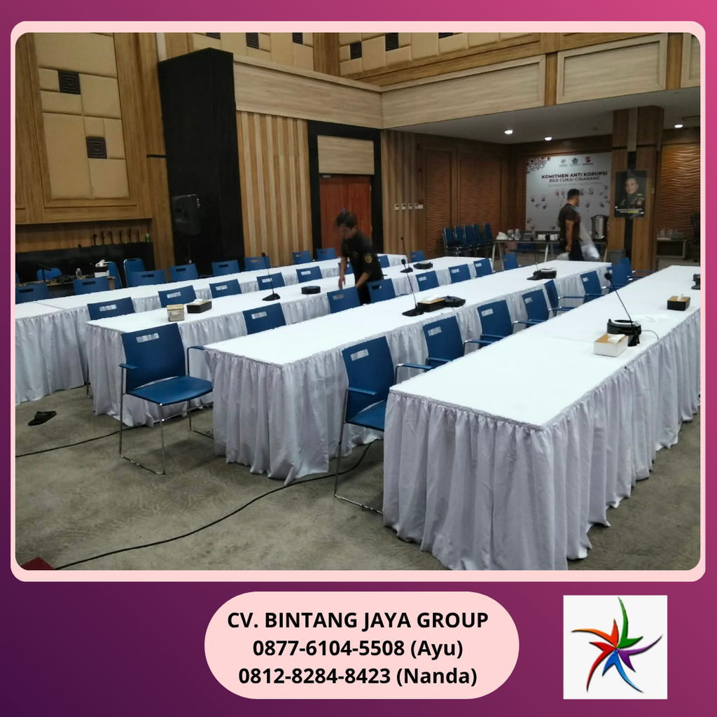 Sewa Meja Kotak Taplak Skirting Putih Cikarang 0878-8012-5555