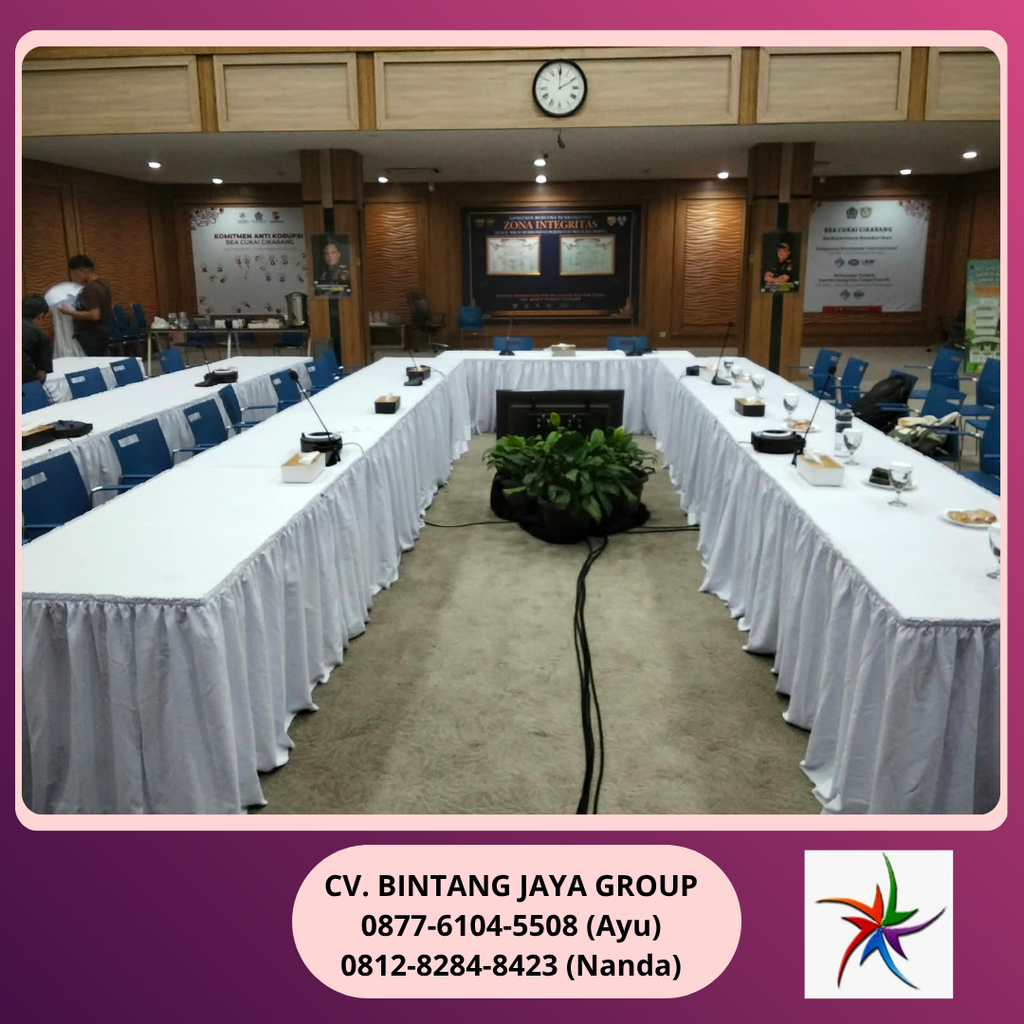 Sewa Meja Kotak Taplak Skirting Putih Cikarang 0878-8012-5555
