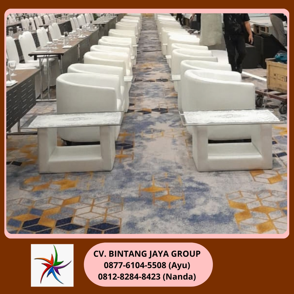 Sewa Sofa Putih Type Oval Set Meja VIP Kaca Jakarta 0878-8012-5555