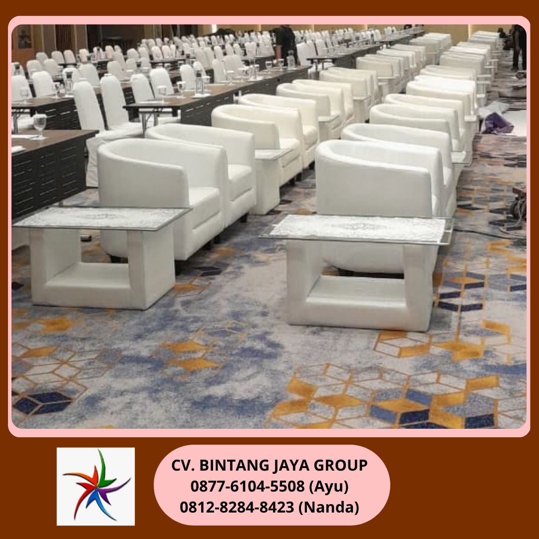 Sewa Sofa Putih Type Oval Set Meja VIP Kaca Jakarta 0878-8012-5555