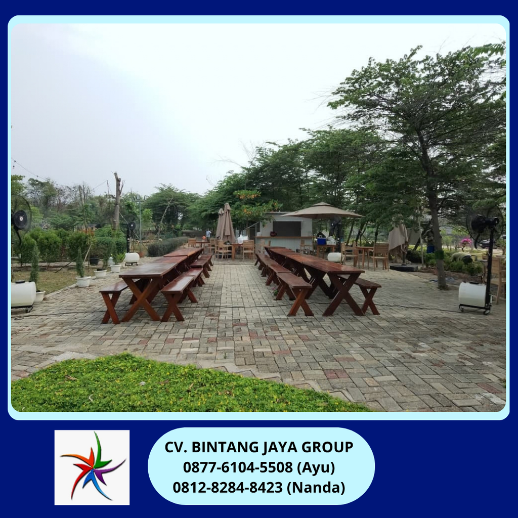 Rental Meja Taman Dan Kursi Taman Kayu Bekasi 0877-6104-5508