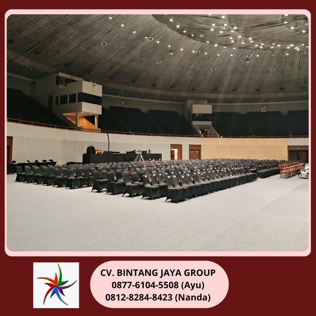 Sewa Kursi Event Cover Hitam Ketat JCC Jakpus 0812-8284-8423