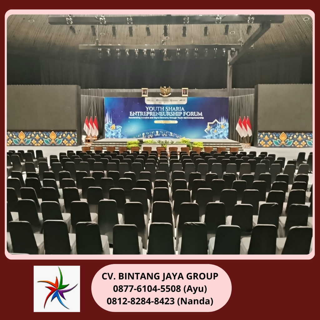 Sewa Kursi Event Cover Hitam Ketat JCC Jakpus 0812-8284-8423