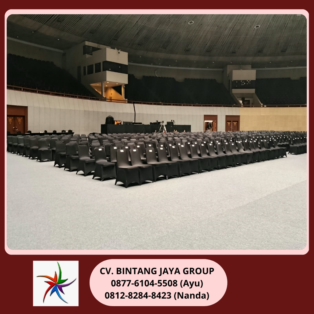 Sewa Kursi Event Cover Hitam Ketat JCC Jakpus 0812-8284-8423