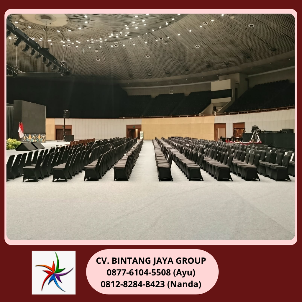 Sewa Kursi Event Cover Hitam Ketat JCC Jakpus 0812-8284-8423