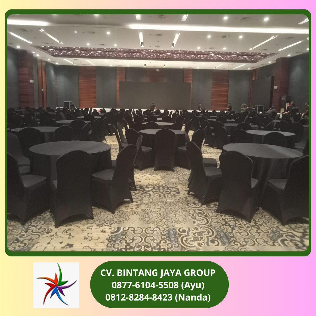 Sewa Meja Bundar Taplak Tebar Hitam Jakarta 0819-4713-6526